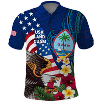 Personalised United States And Guam Polo Shirt USA Eagle With Guahan Seal Tropical Vibes