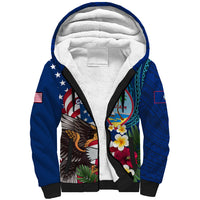 Personalised United States And Guam Sherpa Hoodie USA Eagle With Guahan Seal Tropical Vibes