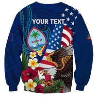 Personalised United States And Guam Sweatshirt USA Eagle With Guahan Seal Tropical Vibes LT14 - Polynesian Pride