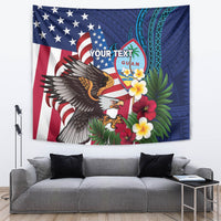 Personalised United States And Guam Tapestry USA Eagle With Guahan Seal Tropical Vibes LT14 Blue - Polynesian Pride