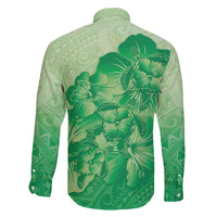 Aloha Hawaii Molokai Island Family Matching Long Sleeve Bodycon Dress and Hawaiian Shirt Hibiscus Tribal Honu Hawaiian Tattoo Green
