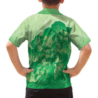 Aloha Hawaii Molokai Island Family Matching Off Shoulder Maxi Dress and Hawaiian Shirt Hibiscus Tribal Honu Hawaiian Tattoo Green LT14 - Polynesian Pride