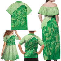 Aloha Hawaii Molokai Island Family Matching Off Shoulder Maxi Dress and Hawaiian Shirt Hibiscus Tribal Honu Hawaiian Tattoo Green LT14 - Polynesian Pride