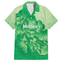 Aloha Hawaii Molokai Island Family Matching Off Shoulder Maxi Dress and Hawaiian Shirt Hibiscus Tribal Honu Hawaiian Tattoo Green LT14 Dad's Shirt - Short Sleeve Green - Polynesian Pride