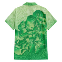 Aloha Hawaii Molokai Island Family Matching Off Shoulder Maxi Dress and Hawaiian Shirt Hibiscus Tribal Honu Hawaiian Tattoo Green LT14 - Polynesian Pride