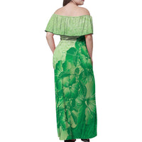 Aloha Hawaii Molokai Island Family Matching Off Shoulder Maxi Dress and Hawaiian Shirt Hibiscus Tribal Honu Hawaiian Tattoo Green LT14 - Polynesian Pride