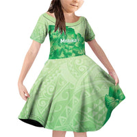 Aloha Hawaii Molokai Island Family Matching Off Shoulder Short Dress and Hawaiian Shirt Hibiscus Tribal Honu Hawaiian Tattoo Green