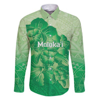 Aloha Hawaii Molokai Island Family Matching Short Sleeve Bodycon Dress and Hawaiian Shirt Hibiscus Tribal Honu Hawaiian Tattoo Green
