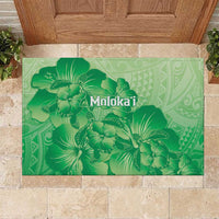 Aloha Hawaii Molokai Island Rubber Doormat Hibiscus Tribal Honu Hawaiian Tattoo Green LT14 Green - Polynesian Pride