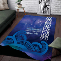 Personalised Matariki New Zealand Area Rug Maori New Year Galaxy Koru Pattern LT14 Blue - Polynesian Pride