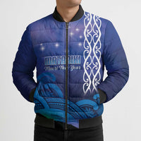 Personalised Matariki New Zealand Bomber Puffer Jacket Maori New Year Galaxy Koru Pattern - Polynesian Pride