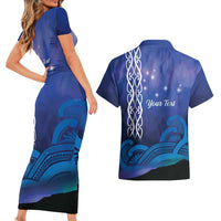 Personalised Matariki New Zealand Couples Matching Short Sleeve Bodycon Dress and Hawaiian Shirt Maori New Year Galaxy Koru Pattern