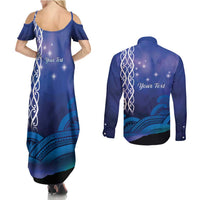 Personalised Matariki New Zealand Couples Matching Summer Maxi Dress and Long Sleeve Button Shirt Maori New Year Galaxy Koru Pattern