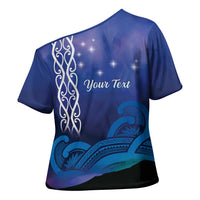 Personalised Matariki New Zealand Cross Shoulder Shirt Maori New Year Galaxy Koru Pattern - Polynesian Pride