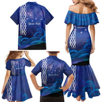 Personalised Matariki New Zealand Family Matching Mermaid Dress and Hawaiian Shirt Maori New Year Galaxy Koru Pattern