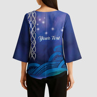 Personalised Matariki New Zealand Kimono Sleeve Blouse Maori New Year Galaxy Koru Pattern - Polynesian Pride