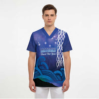 Personalised Matariki New Zealand Scrub Top Maori New Year Galaxy Koru Pattern - Polynesian Pride