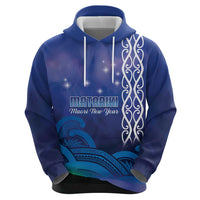 Personalised Matariki New Zealand Zip Hoodie Maori New Year Galaxy Koru Pattern