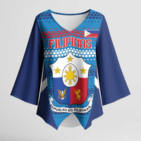 Philippines Football 2026 Kimono Sleeve Blouse Come On Filipinas LT14 Female Blue - Polynesian Pride