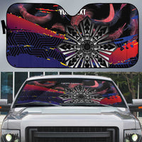 Philippines Sun Tattoo Auto Sun Shade Feathers Filipinas Grunge Style Black