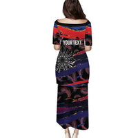 Philippines Sun Tattoo Family Matching Puletasi and Hawaiian Shirt Feathers Filipinas Grunge Style Black