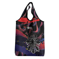 Philippines Sun Tattoo Grocery Bag Feathers Filipinas Grunge Style Black LT14 - Polynesian Pride