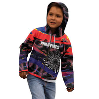 Philippines Sun Tattoo Kid Hoodie Feathers Filipinas Grunge Style Black LT14 - Polynesian Pride