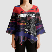 Philippines Sun Tattoo Kimono Sleeve Blouse Feathers Filipinas Grunge Style Black LT14 - Polynesian Pride