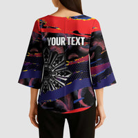 Philippines Sun Tattoo Kimono Sleeve Blouse Feathers Filipinas Grunge Style Black LT14 - Polynesian Pride