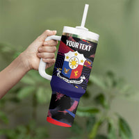 Philippines Sun Tattoo Tumbler With Handle Feathers Filipinas Grunge Style Black