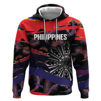 Philippines Sun Tattoo Zip Hoodie Feathers Filipinas Grunge Style Black LT14 Pullover Hoodie Black - Polynesian Pride
