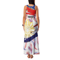 Philippines Sun Tattoo Family Matching Tank Maxi Dress and Hawaiian Shirt Feathers Filipinas Grunge Style White