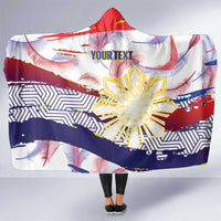 Philippines Sun Tattoo Hooded Blanket Feathers Filipinas Grunge Style White LT14 One Size White - Polynesian Pride