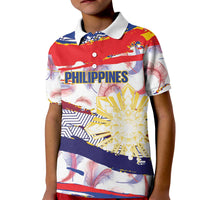 Philippines Sun Tattoo Kid Polo Shirt Feathers Filipinas Grunge Style White LT14 Kid White - Polynesian Pride
