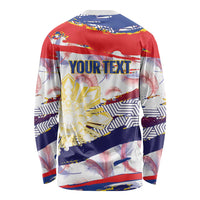 Philippines Sun Tattoo Long Sleeve Shirt Feathers Filipinas Grunge Style White LT14 - Polynesian Pride