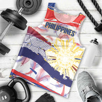 Philippines Sun Tattoo Men Tank Top Feathers Filipinas Grunge Style White LT14 - Polynesian Pride