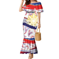 Philippines Sun Tattoo Mermaid Dress Feathers Filipinas Grunge Style White LT14 Women White - Polynesian Pride