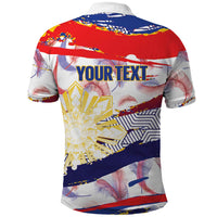 Philippines Sun Tattoo Polo Shirt Feathers Filipinas Grunge Style White LT14 - Polynesian Pride