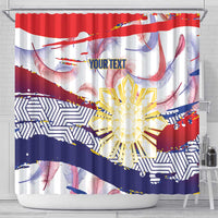 Philippines Sun Tattoo Shower Curtain Feathers Filipinas Grunge Style White