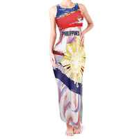 Philippines Sun Tattoo Tank Maxi Dress Feathers Filipinas Grunge Style White