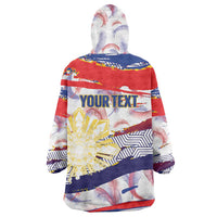 Philippines Sun Tattoo Wearable Blanket Hoodie Feathers Filipinas Grunge Style White