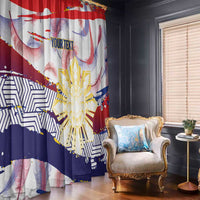 Philippines Sun Tattoo Window Curtain Feathers Filipinas Grunge Style White