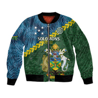 Personalised Solomon Islands Darts Bomber Jacket Tropical Leaves Melanesian Pattern