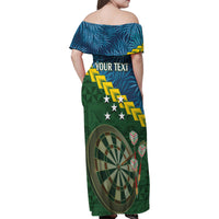 Personalised Solomon Islands Darts Family Matching Off Shoulder Maxi Dress and Hawaiian Shirt Tropical Leaves Melanesian Pattern