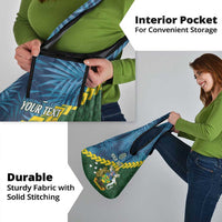 Personalised Solomon Islands Darts Grocery Bag Tropical Leaves Melanesian Pattern