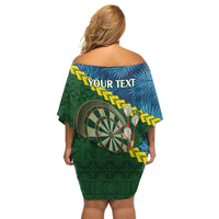 Personalised Solomon Islands Darts Off Shoulder Short Dress Tropical Leaves Melanesian Pattern LT14 - Polynesian Pride