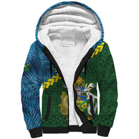 Personalised Solomon Islands Darts Sherpa Hoodie Tropical Leaves Melanesian Pattern LT14 Unisex Green - Polynesian Pride