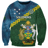 Personalised Solomon Islands Darts Sweatshirt Tropical Leaves Melanesian Pattern