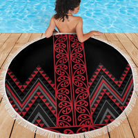 Red Aotearoa Mangopare Kowhaiwhai and Niho Taniwha Beach Blanket Maori New Zealand