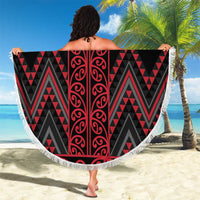 Red Aotearoa Mangopare Kowhaiwhai and Niho Taniwha Beach Blanket Maori New Zealand